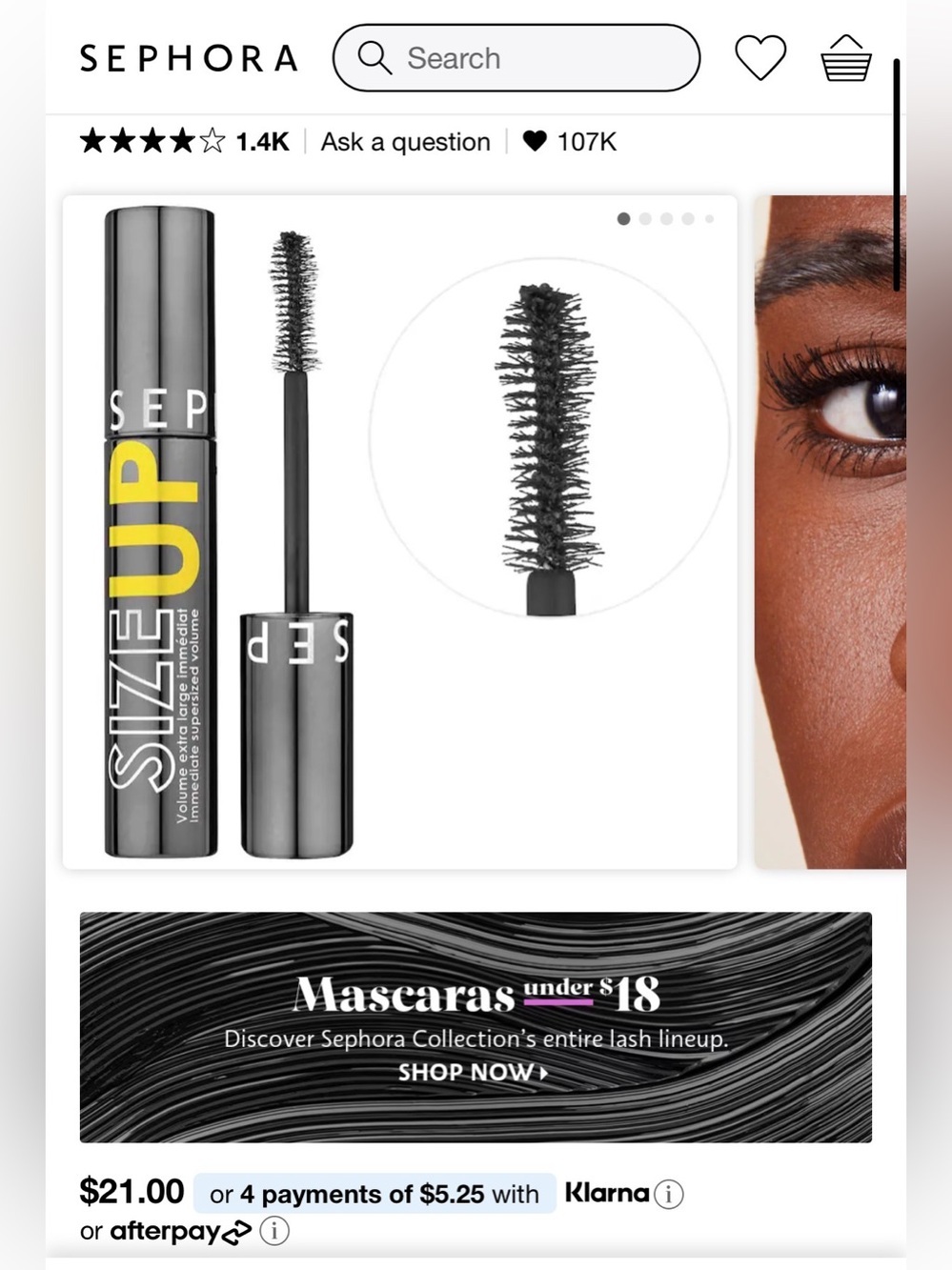 Sephora Size Up Mascara — Black